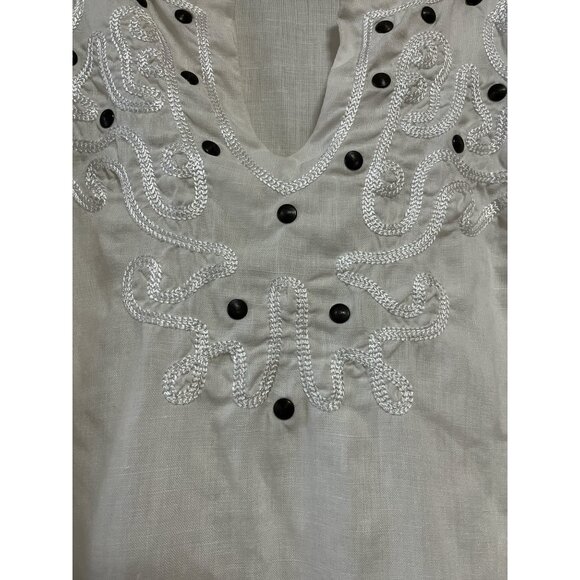 Edward Woman Irish Linen Embroidered Top 2X White Tunic Blouse – Boho Peasant St - Picture 3 of 8